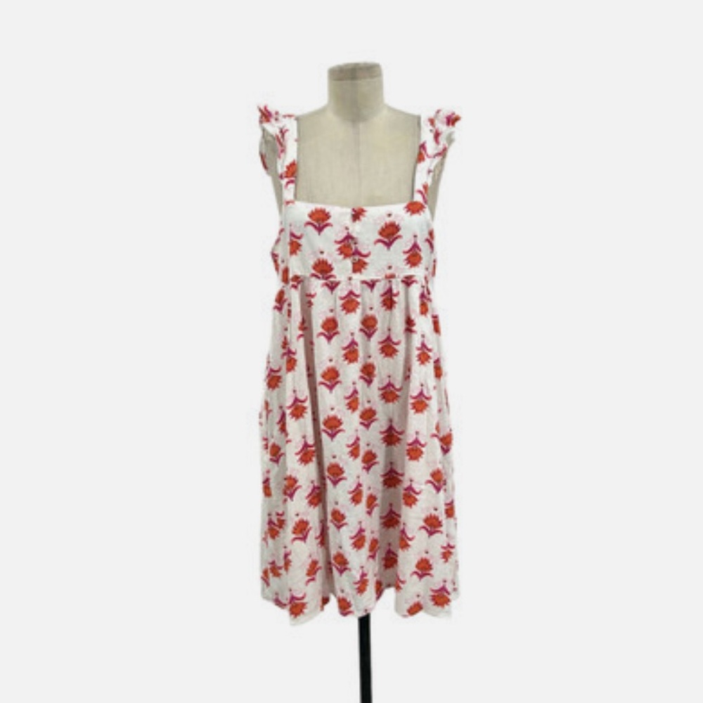 J Crew 12 white Fresh Cantaloupe linen blend dress.